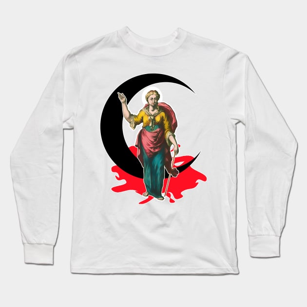 Bloody moon woman Long Sleeve T-Shirt by Marccelus